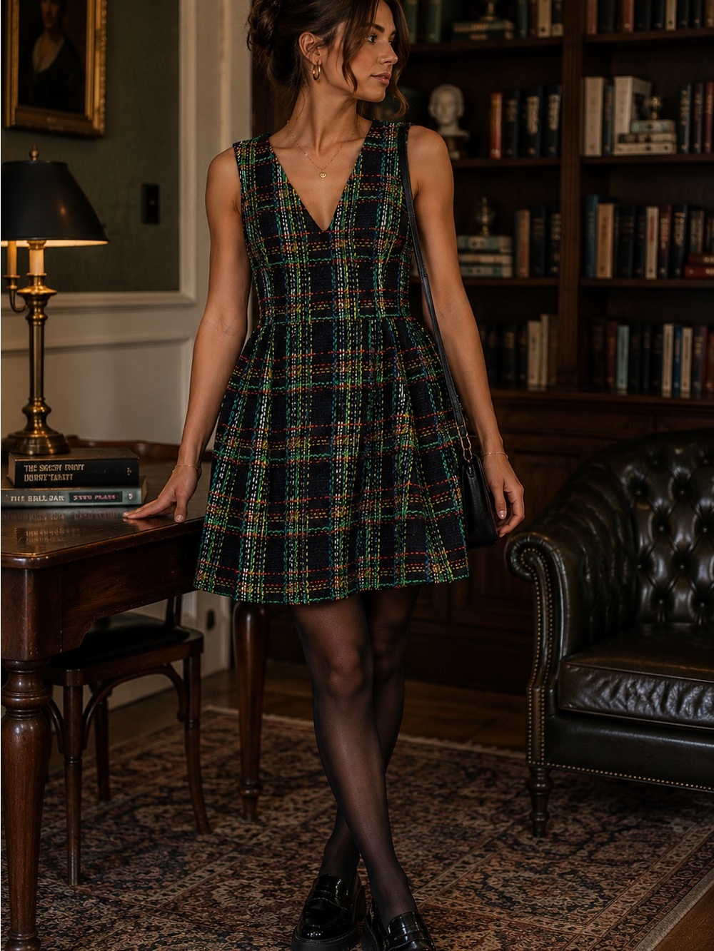 Slate‎ & Willow Size 2 Multicolor Plaid Tweed Fit & Flare Dress